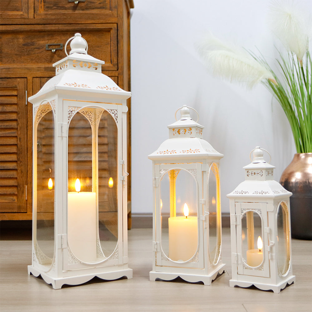 Decorative Vintage Candle Lanterns - Set of 3
