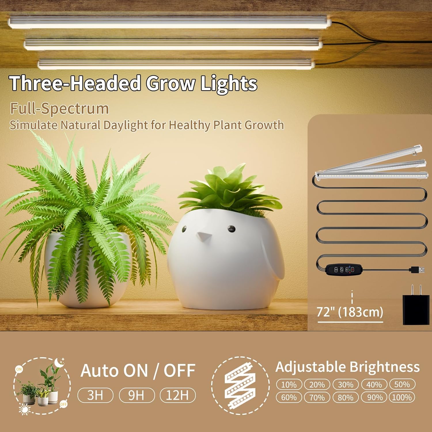 S-Shaped 8-Tier Indoor Plant Stand with Grow Lights