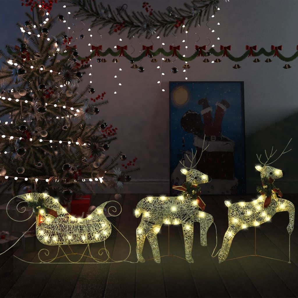 Christmas Decoration Reindeer and Sleigh with LEDs Christmas Lighting