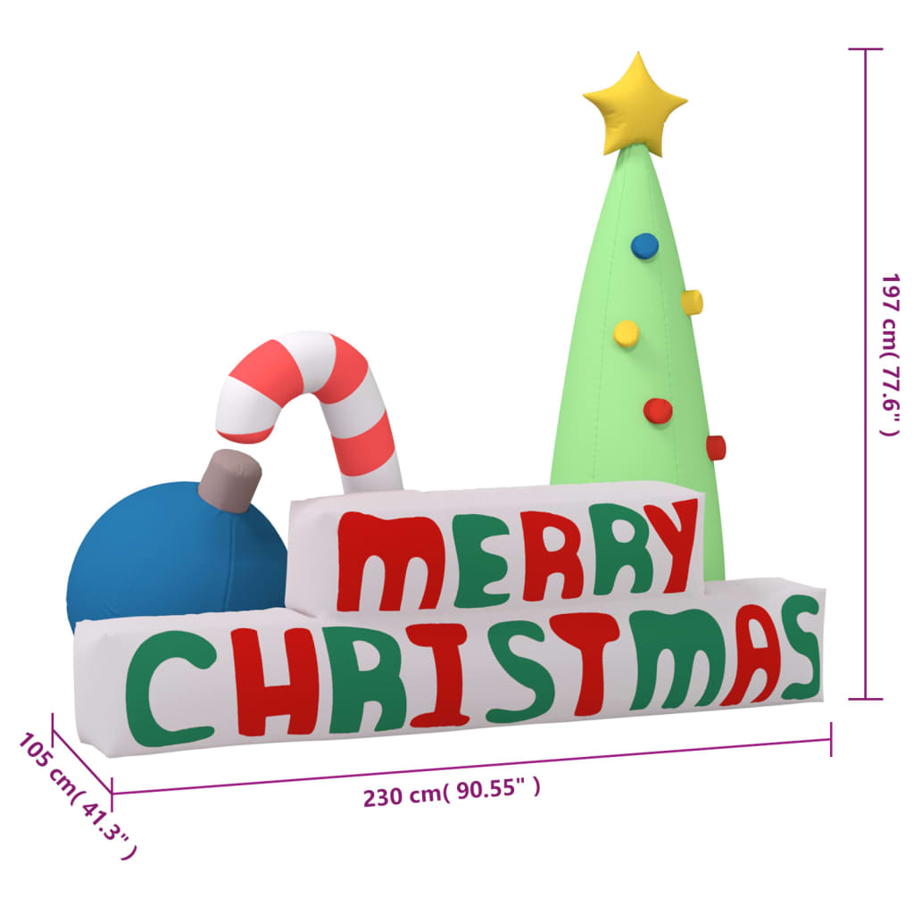 Inflatable Merry Christmas Decoration LED 77.6"