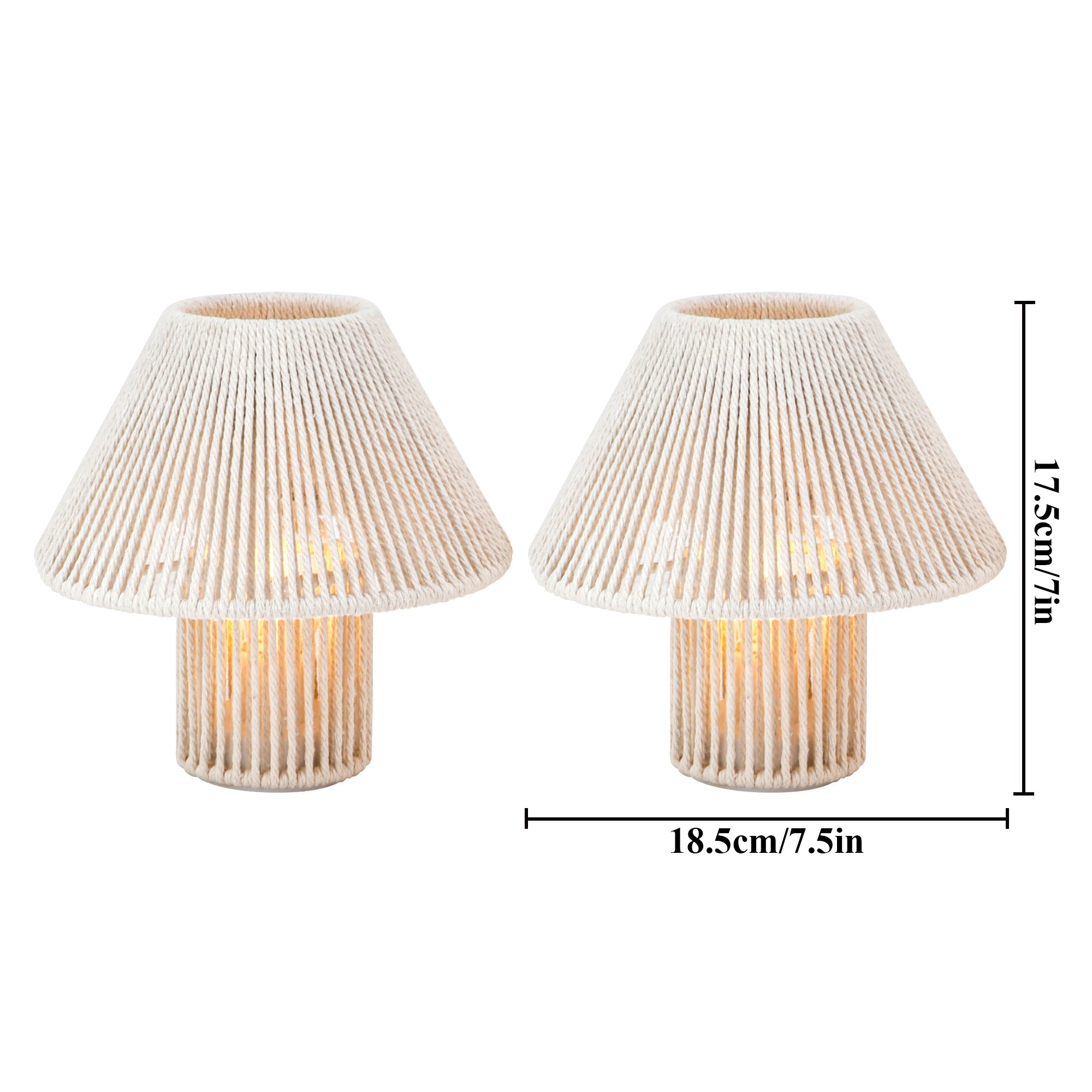 Woven Cotton Rope LED Cordless Table Lamp  –  Battery-Operated Lamps