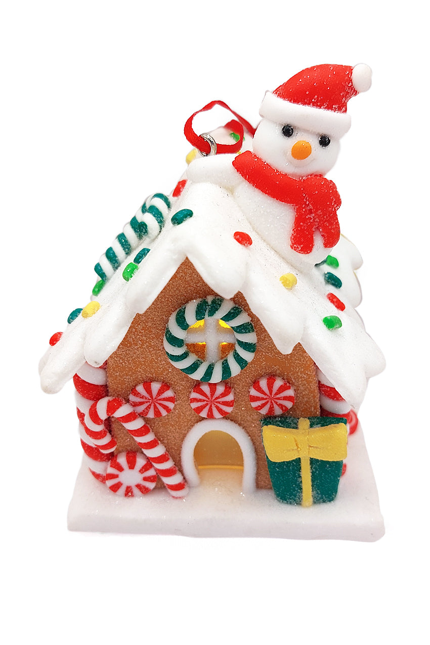 Christmas Ornament - Gingerbread Snow House with Snowman