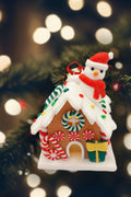 Christmas Ornament - Gingerbread Snow House with Snowman