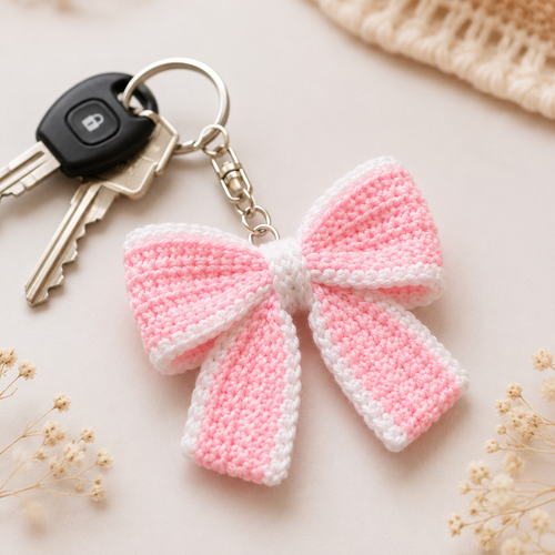 Cute Crochet Bow Keychain