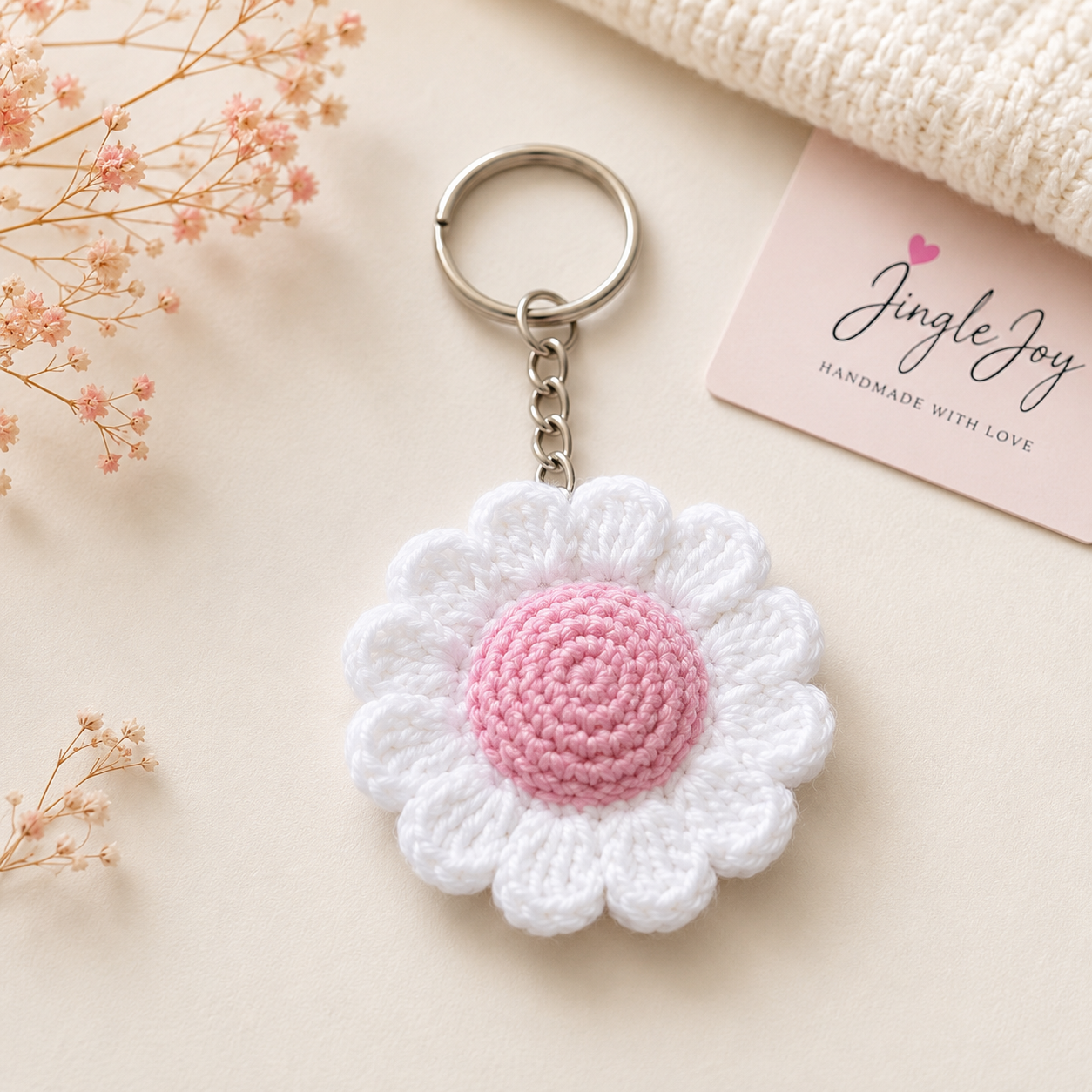 Handmade Crochet Flower Keychain