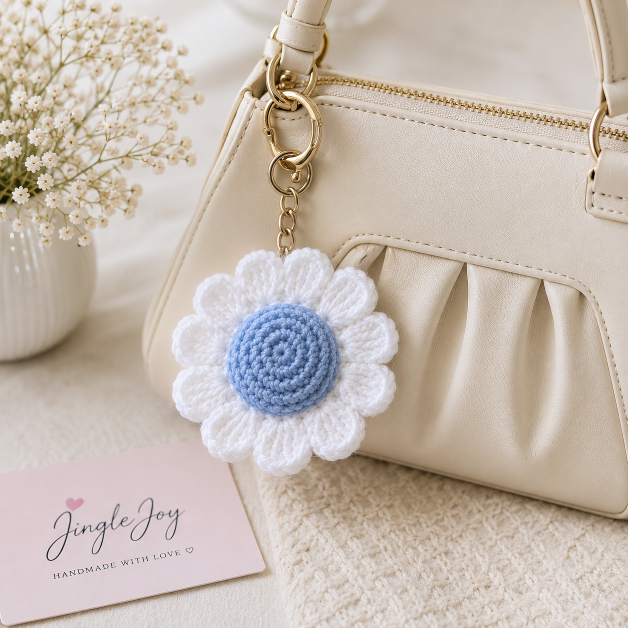 Handmade Crochet Flower Keychain