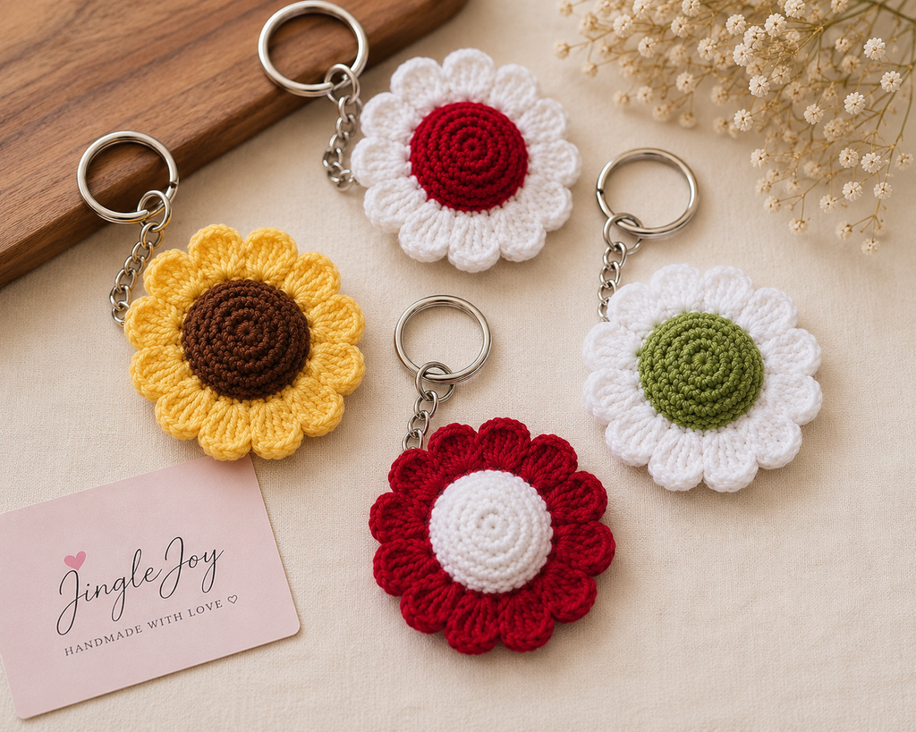Handmade Crochet Flower Keychain