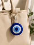 Handmade Crochet Evil Eye Keychain - Blue Nazar Protection Charm