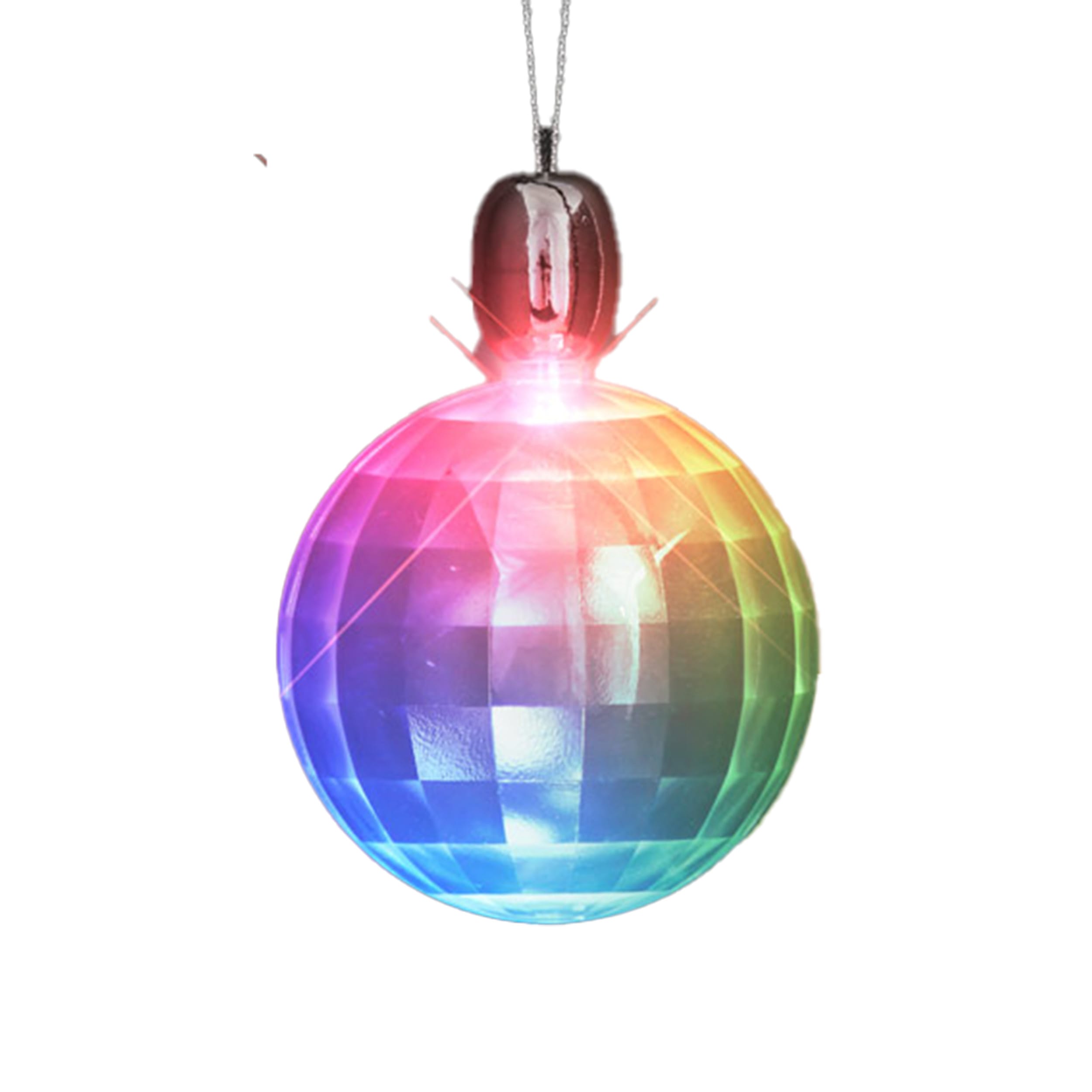 Mini Acrylic Disco Prism Ball LED Multicolor Pendant Necklace-0