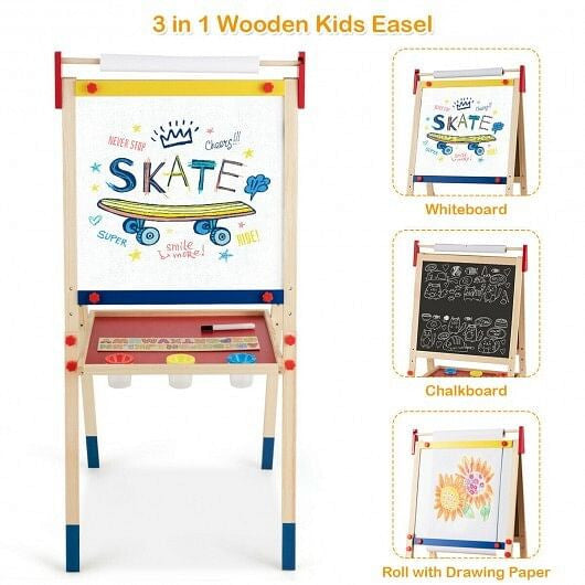 All-in-One Wooden Height Adjustable Kid's Art Easel