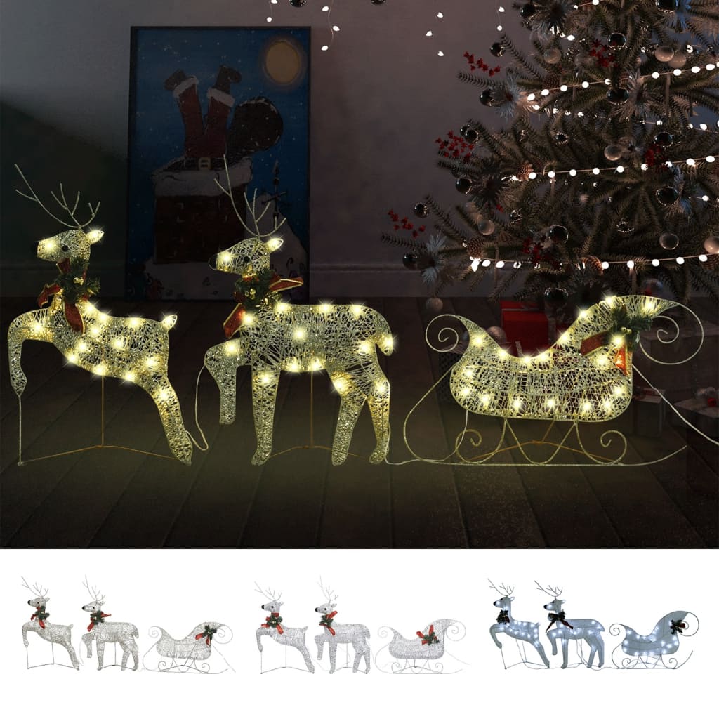 Christmas Decoration Reindeer and Sleigh with LEDs Christmas Lighting